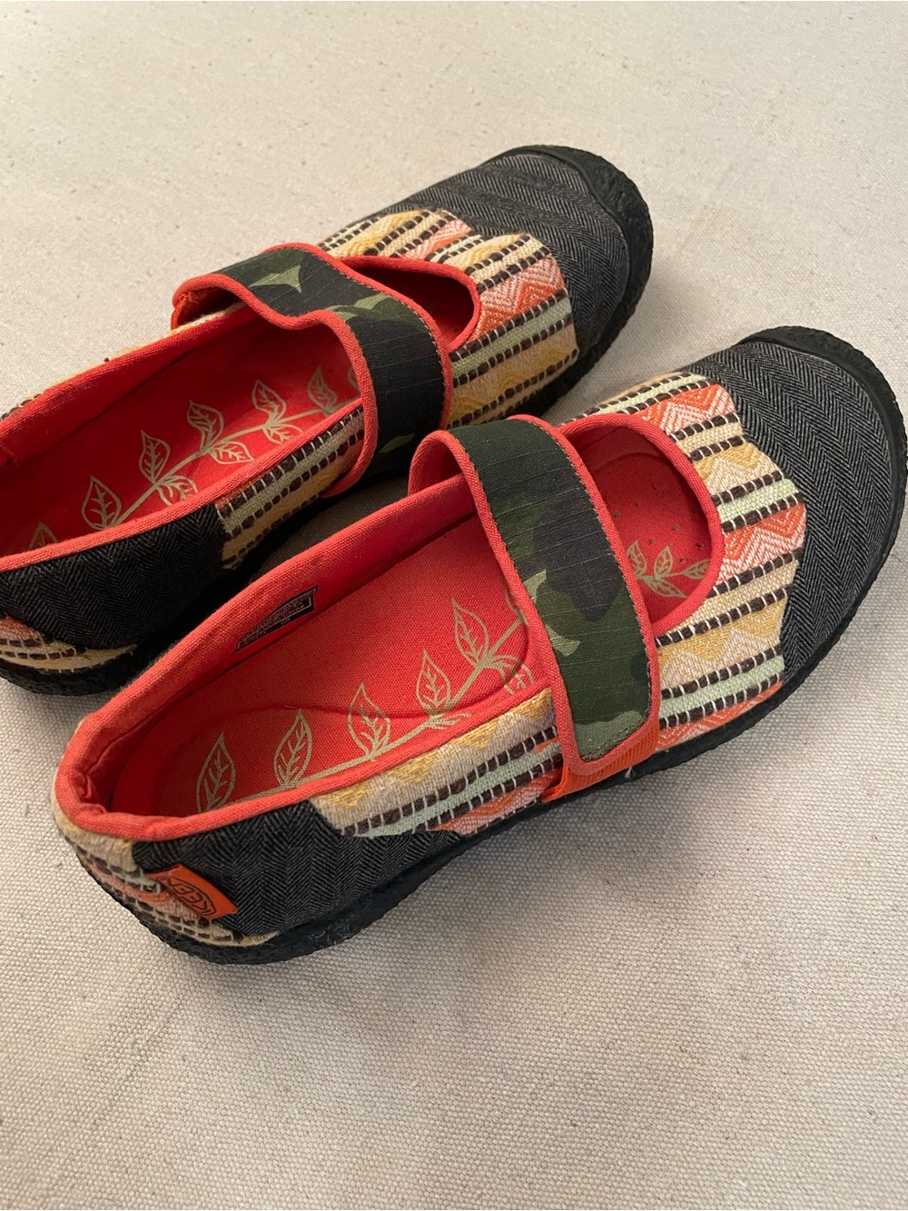 Keen Women’s Mary Jane Canvas Shoes, Colors of Orange, Gray, Green and Yellow - Picture 4 of 15